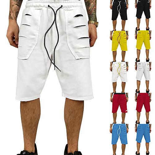 

Men's Running Shorts Running Capri Pants Street Bottoms Drawstring Pocket Cotton Fitness Gym Workout Running Jogging Exercise Moisture Wicking Breathable Soft Normal Sport Solid Colored Red / black
