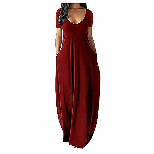 

cnebo maxi dress for women, summer casual sleeveless long maxi dress with pocket, v neck spaghetti strap long dresses