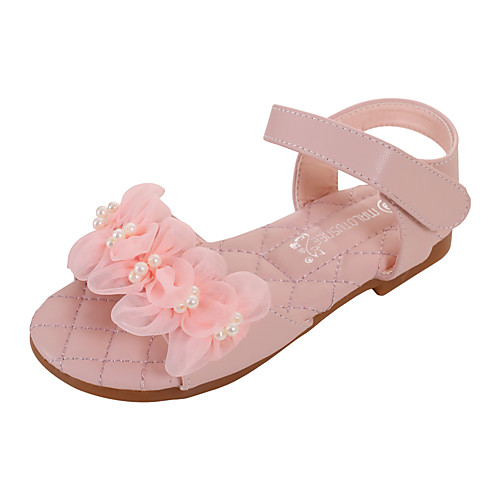 

Girls' Sandals Comfort Flower Girl Shoes Princess Shoes Microfiber Little Kids(4-7ys) Daily Party & Evening Pearl Flower Pink Ivory Spring Summer
