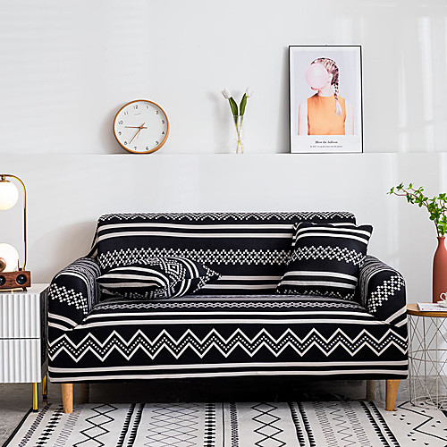 

1 Pc Geometric Black White Lines Sofa Cover Elastic Sofa Cover To Living Room Pet Sofa Dust Cover Recliner Sofa Cover