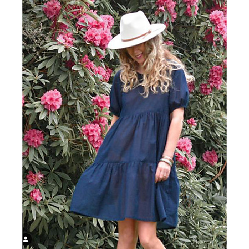 

european and american cross-border foreign trade solid color cotton and linen fashion casual dress
