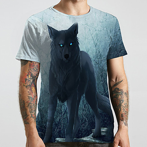 

Men's Unisex Tee T shirt 3D Print Galaxy Graphic Prints Plus Size Print Short Sleeve Casual Tops Basic Designer Big and Tall Blue