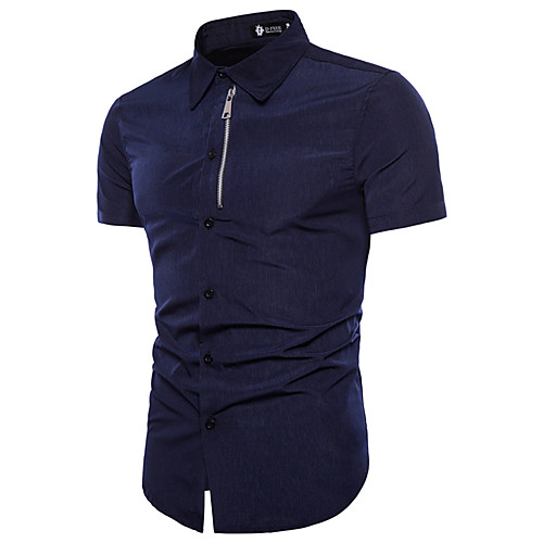 

Men's Shirt non-printing Solid Color Zipper Short Sleeve Casual Tops Simple Lightweight Breathable White Black Red