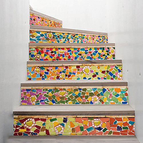 

Creative 3d Staircase Sticker Stained Glass Diy Decoration Home Sticker Waterproof Wall Sticker