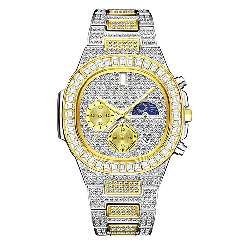

missfox watches fashion hip-hop full-diamond multi-function casual quartz men's watch