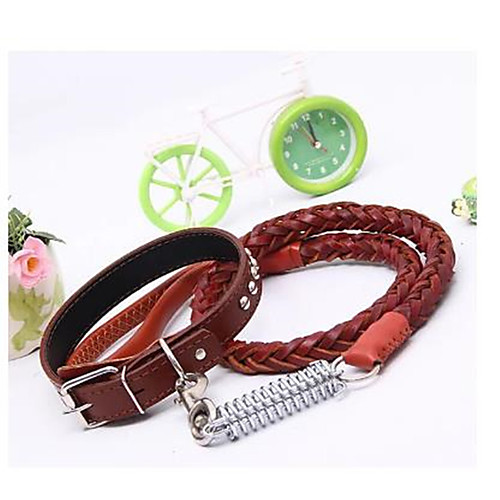 

Dog Harness Leash Set Safety Steel Stainless Brown 2pcs