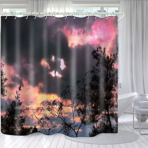 

Dark Clouds cover Red Clouds Digital Printing Shower Curtain Shower Curtains Hooks Modern Polyester New Design