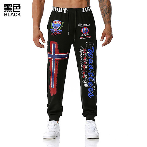 

Men's Sweatpants Sports Sports Casual Leisure Sports Pants Sweatpants Pants Graphic Prints Full Length Black Blue Dark Gray