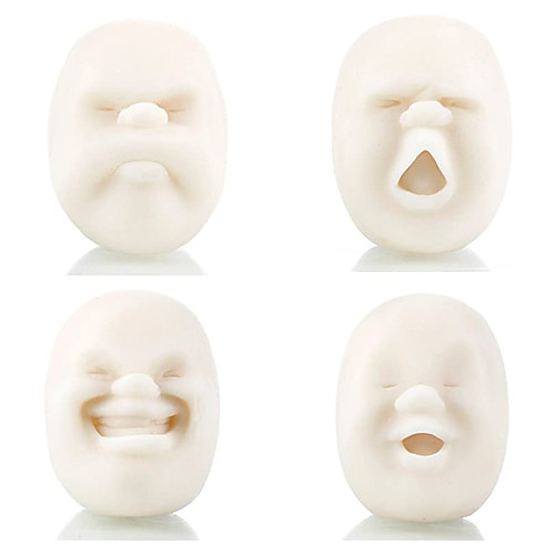 

4pcs/Set Vent Human Face Ball Squeeze Sensory Toy Mochi Squishies Anti-Stress Ball White