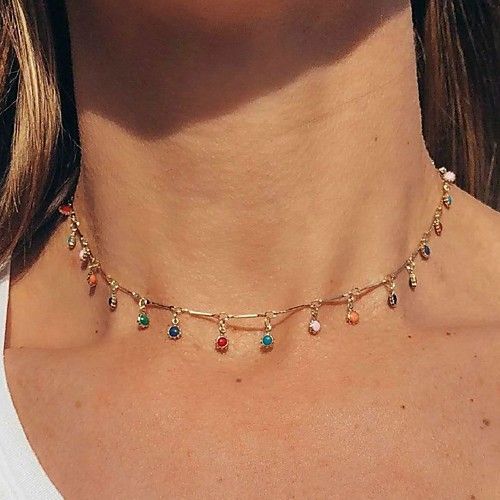 

Women's Choker Necklace Pendant Necklace Tassel Dainty Colorful European Sweet Imitation Pearl Alloy Rainbow 30-50 cm Necklace Jewelry 1pc For Party Evening Street Prom Birthday Party Festival