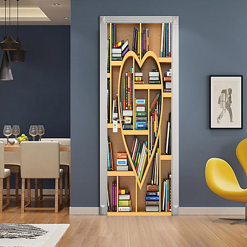

2pcs Self-adhesive Creative Door Stickers Love Bookcase Living Room Diy Decoration Home Waterproof Wall Stickers