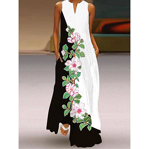

foreign trade 2021 spring and summer new style v-neck long skirt digital printing sexy dress european and american 3d big swing skirt wholesale
