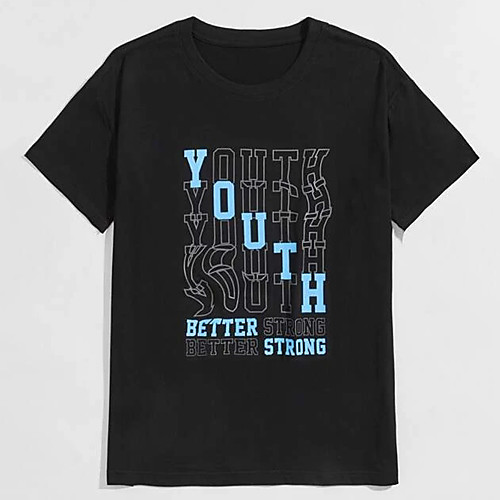 

Men's Unisex Tee T shirt Hot Stamping Text Graphic Prints Plus Size Print Short Sleeve Casual Tops 100% Cotton Basic Designer Big and Tall Black