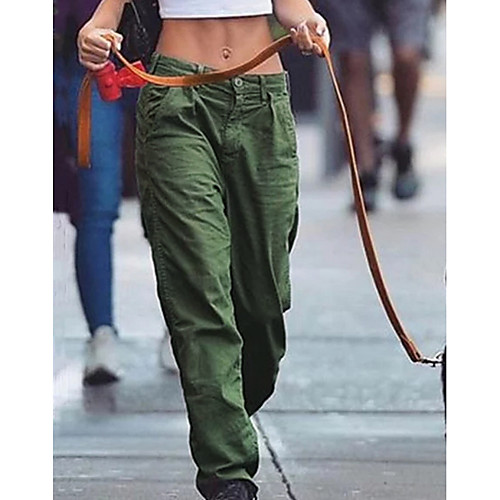 

Women's Basic Soft Athletic Daily Daily Wear Chinos Pants Solid Colored Full Length Classic Fashion Streetwear Black Blue Army Green Khaki Gray