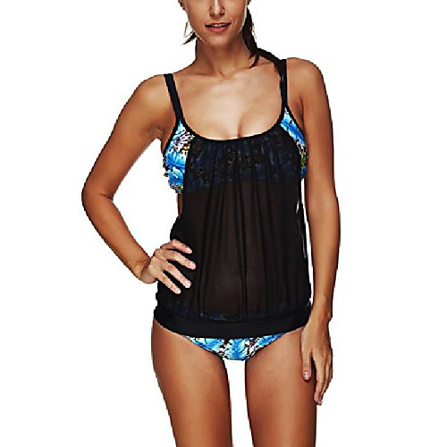 

myteng swimsuit women's tankini sets with shorts push up swimwear 2 piece floral swimsuit(fba) ((us 12-14) xxxl, flower-b)