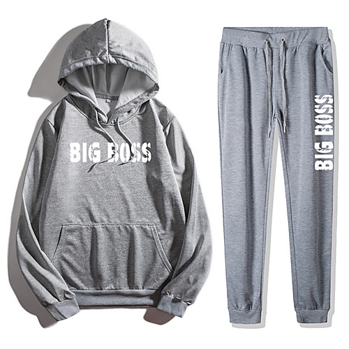 

Men's Hoodies Set Graphic Basic Casual Hoodies Sweatshirts Black Light gray Dark Gray