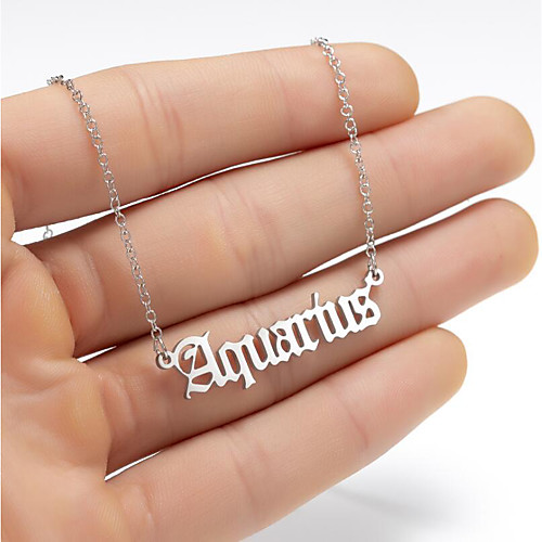 

stainless steel vintage necklace twelve constellations ancient english letters clavicle necklace