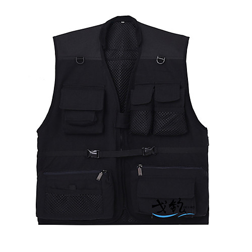 

Men's Hiking Vest / Gilet Fishing Vest Sleeveless Jacket Top Outdoor Multi-Pockets Quick Dry Lightweight Breathable Autumn / Fall Spring Cotton Patchwork Black Red Khaki Hunting Fishing Climbing