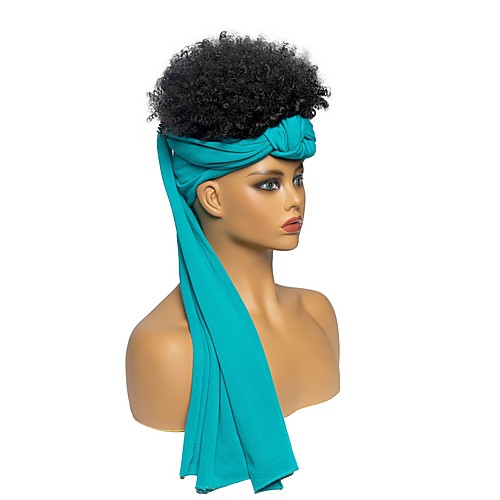 

african explosive head new blue streamer headscarf wig headgear fluffy short curly hair factory straight hair