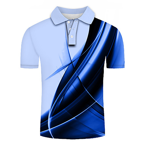 

Men's Golf Shirt Tennis Shirt 3D Print Graphic Prints Linear Button-Down Short Sleeve Street Tops Casual Fashion Cool Gray / Sports