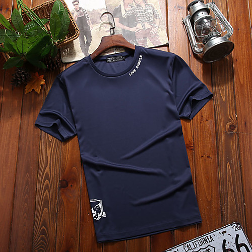 

Men's T shirt Hiking Tee shirt Short Sleeve Tee Tshirt Top Outdoor Lightweight Breathable Quick Dry Sweat wicking Autumn / Fall Spring POLY White Black Blue Hunting Fishing Climbing