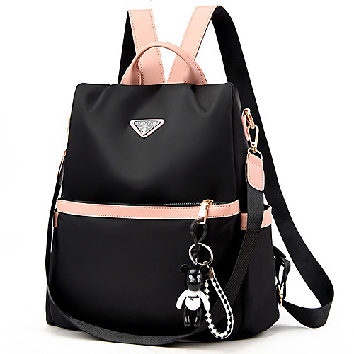 

Women's Oxford Cloth Commuter Backpack Adjustable Large Capacity Zipper Solid Color Daily Wine Black