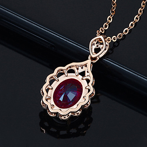 

ruby pendant 18k rose gold plated rubellite necklace jewelry women