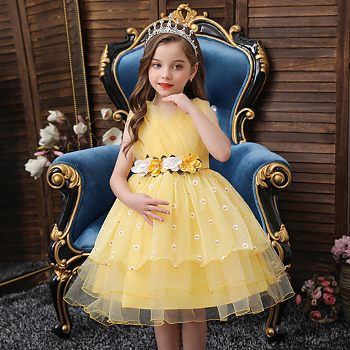 

Princess Short / Mini Party / Homecoming Flower Girl Dresses - Tulle / Polyester Sleeveless Cross Front with Sash / Ribbon / Flower / Solid