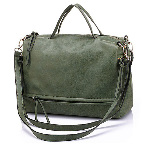 

Women's Men's Bags PU Leather Top Handle Bag Zipper Solid Color Going out Outdoor 2021 Handbags Purple Army Green Dark Blue Gray
