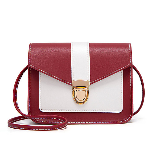 

Women's Bags PU Leather Crossbody Bag Color Block Classic Fashion Shopping Daily 2021 MessengerBag Black Red Yellow Blushing Pink