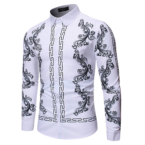

Men's Shirt Other Prints Graphic Long Sleeve Daily Tops Business Basic White Black
