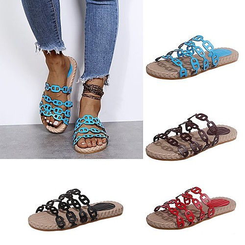 

Women's Sandals Flat Heel Round Toe Rubber Solid Colored Black Red Blue