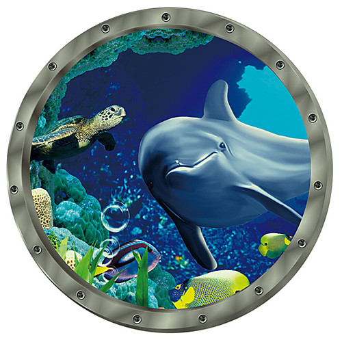 

Luminous Underwater World Fish Wall Stickers Living Room Kids Room Removable PVC Home Decoration Wall Decal 1pc 29x29cm
