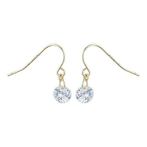 

lux accessories gold tone solitaire faux rhinestone dangle fish hook earrings
