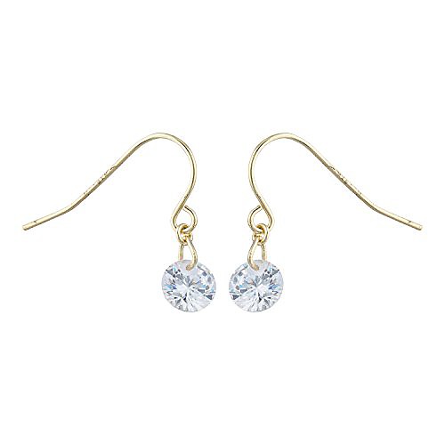 

lux accessories gold tone solitaire faux rhinestone dangle fish hook earrings