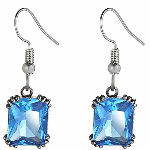 

princess square cut candy color austrian crystal dangle drop earrings (aqua)