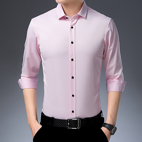 

Men's Shirt Solid Colored Button-Down Long Sleeve Casual Tops Business Formal Casual A White Black