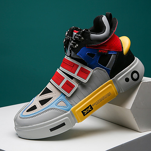

Men's Sneakers Sporty Look Casual Daily Walking Shoes PU Breathable Non-slipping Wear Proof Orange Rainbow Gray Spring