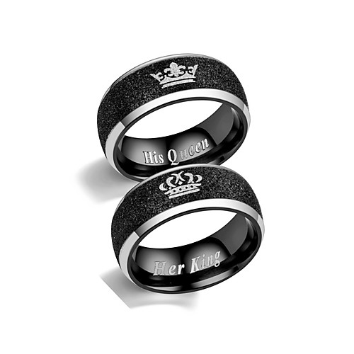 

crown ring king queen ring black frosted ring jewelry couple ring