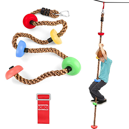 

6.6ft Climbing Rope with 5 Knotted Foot Kids Ninja Rope with Square Buckle and Delta Ring Colorful Ninja Obstacle Accessories for Ninja Line Swing Set Backyard Outdoor Play
