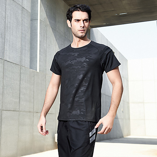 

Men's Short Sleeve Running Shirt Seamless Tee Tshirt Athleisure Summer Quick Dry Breathable Sweat Out Yoga Fitness Gym Workout Jogging Sportswear Normal Black Activewear Micro-elastic