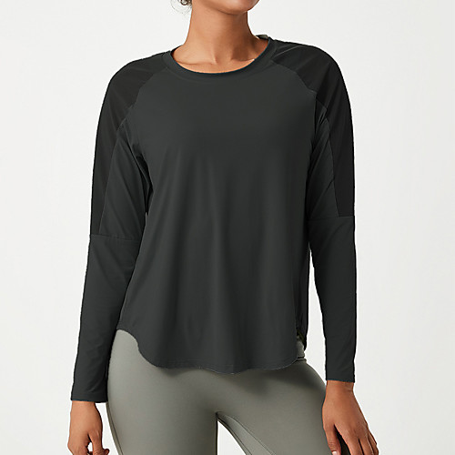 

Women's Crew Neck Yoga Top Solid Color Black Blue Pink Green Nylon Yoga Fitness Gym Workout T Shirt Top Long Sleeve Sport Activewear Breathable Quick Dry Comfortable Stretchy
