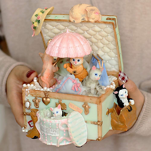 

Music Box Cat 1 pcs Gift Home Decor Resin For Kid's Adults' Boys and Girls