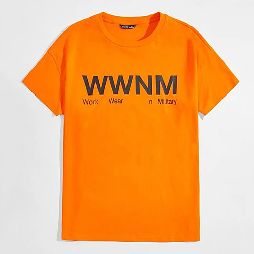 

Men's Tee T shirt Hot Stamping Graphic Prints Letter Print Short Sleeve Casual Tops 100% Cotton Basic Designer Big and Tall Orange