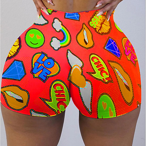 

Women's High Waist Yoga Shorts Bottoms Tummy Control Butt Lift Breathable Cartoon Yellow Blue Fuchsia Yoga Fitness Gym Workout Sports Activewear Stretchy Skinny / Athletic / Athleisure / Quick Dry