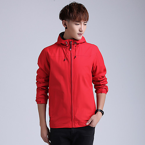 

Men's Hiking Softshell Jacket Waterproof Hiking Jacket Hiking Windbreaker Jacket Hoodie Top Outdoor Waterproof Lightweight Windproof Breathable Autumn / Fall Spring Black Blue Red Hunting Fishing