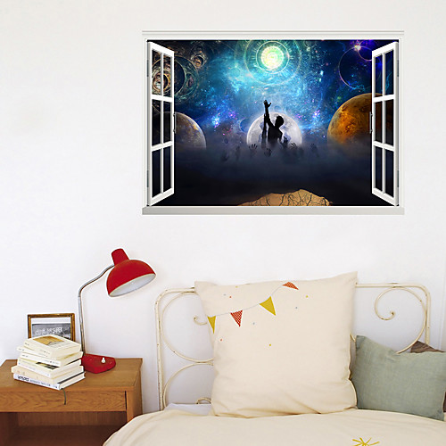 

3D False Window Moon Interstellar Pursuit Home Background Decoration Can Be Removed Stickers