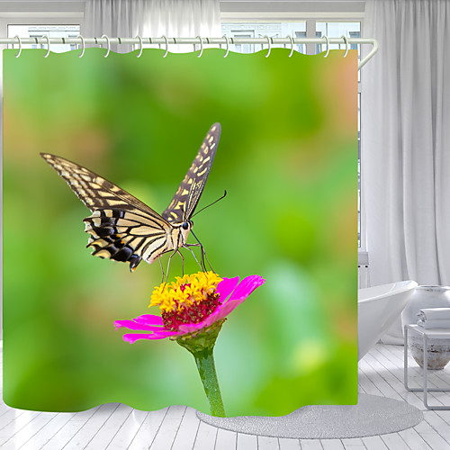 

Butterfly Hunting Digital Printing Shower Curtain Shower Curtains Hooks Modern Polyester New Design