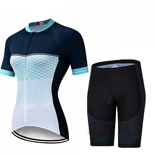 

CAWANFLY Women's Short Sleeve Cycling Jersey with Shorts Winter Spandex BlackWhite Bike Quick Dry Sports Geometic Mountain Bike MTB Road Bike Cycling Clothing Apparel / Advanced / Stretchy