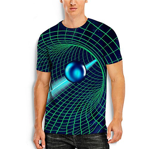 

Men's Tees T shirt 3D Print 3D Graphic Prints Print Short Sleeve Daily Tops Casual Designer Big and Tall Blue